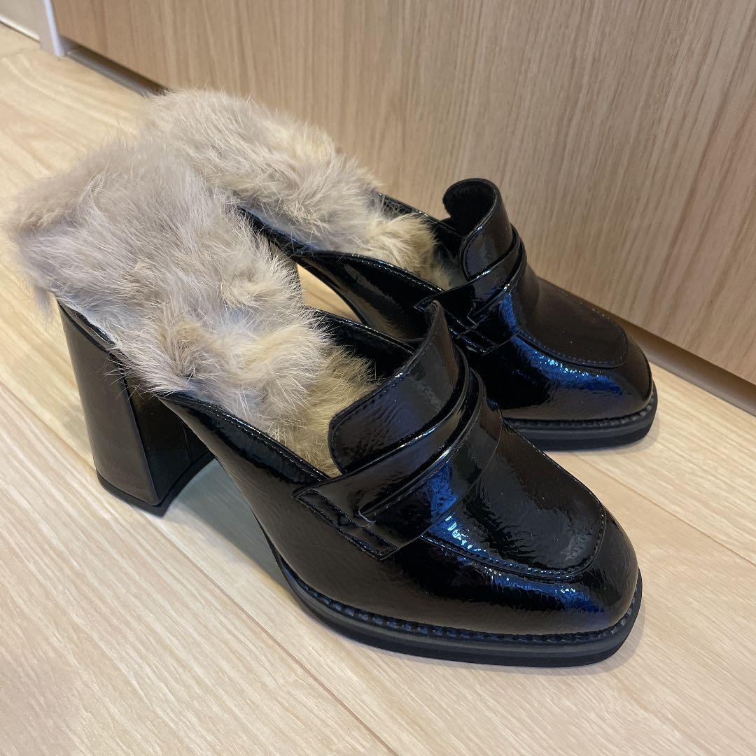 人気商品 再値下げ 韓国ファッション 箱付き ファー付き厚底ミュールパンプス 人気商品 再値下げ 韓国ファッション 箱付き ファー付き厚底ミュールパンプス