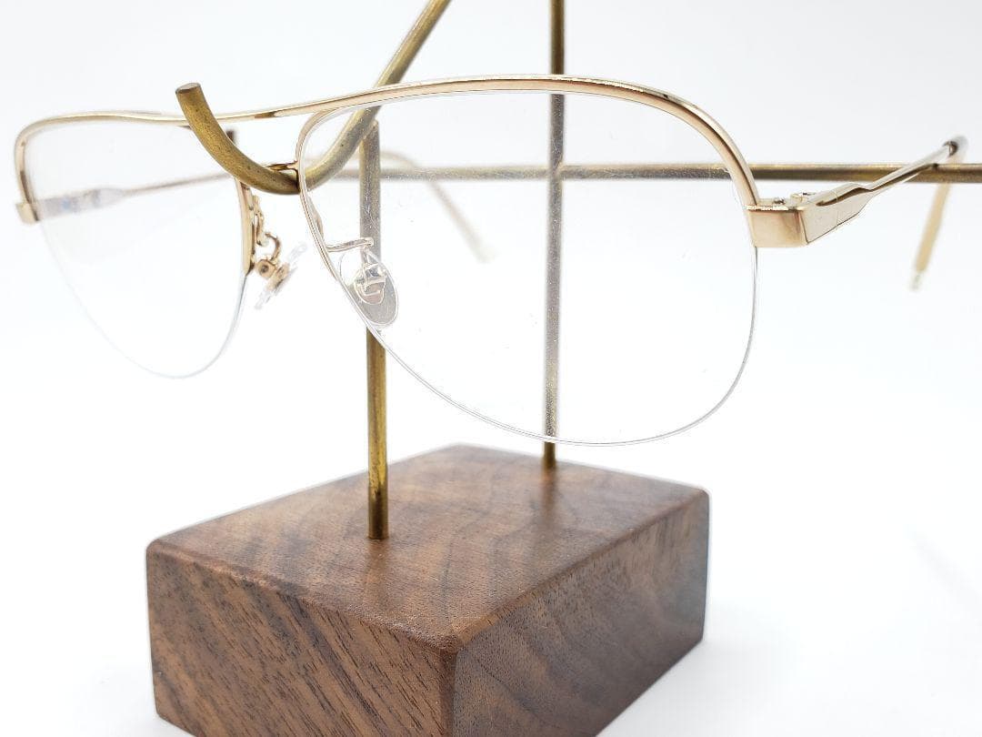 24金 純金メッキ 度なし眼鏡 ダブルブリッジ ハーフリム 24K♥に近い