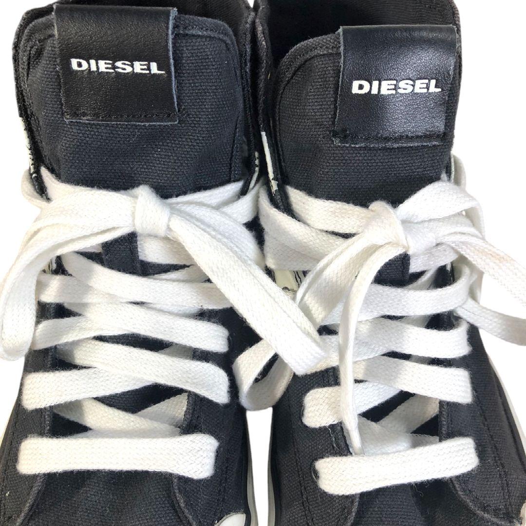 送料・関税込み【DIESEL】バイカラー ハイカットスニーカー ディーゼル DIESEL ハイカット スニーカー 黒白 バイカラー