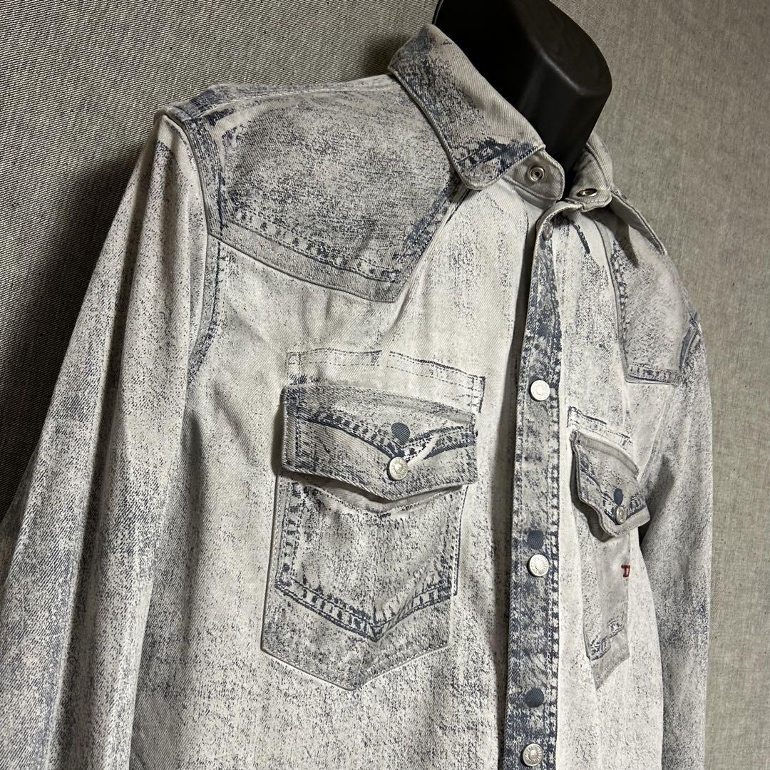 DIESEL ディーゼル　転写プリントデニムシャツ　ウエスタンシャツ　 L