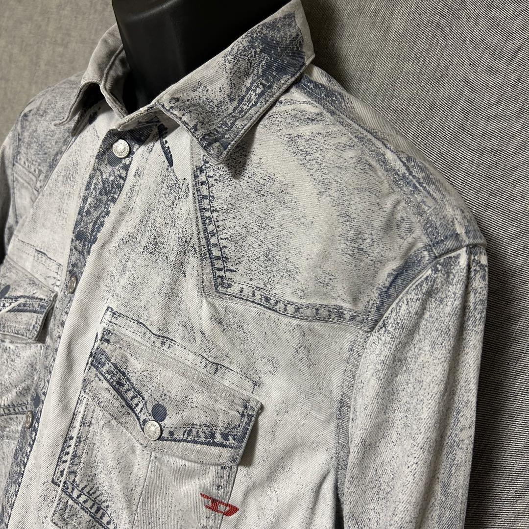 DIESEL ディーゼル　転写プリントデニムシャツ　ウエスタンシャツ　 L