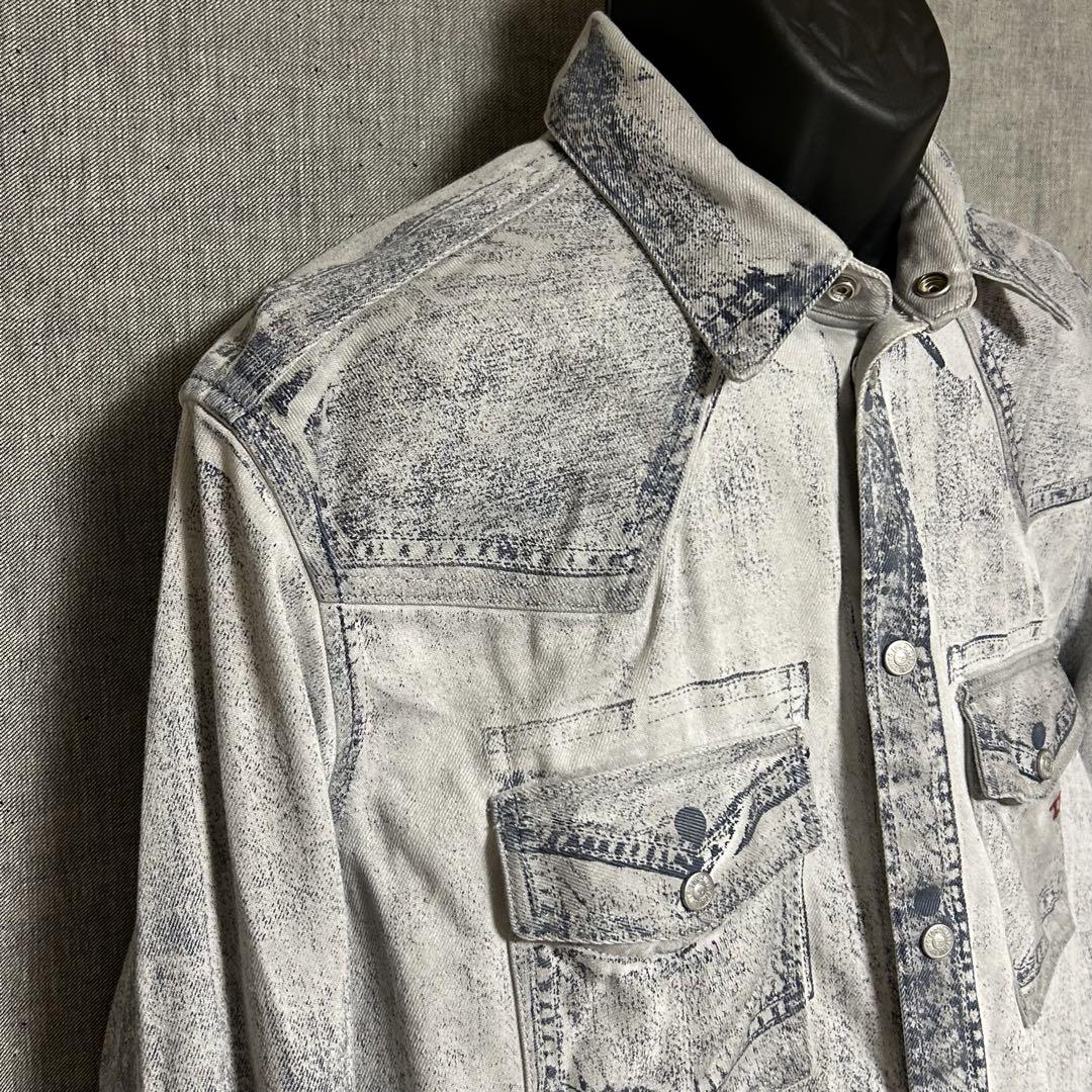DIESEL ディーゼル　転写プリントデニムシャツ　ウエスタンシャツ　 L