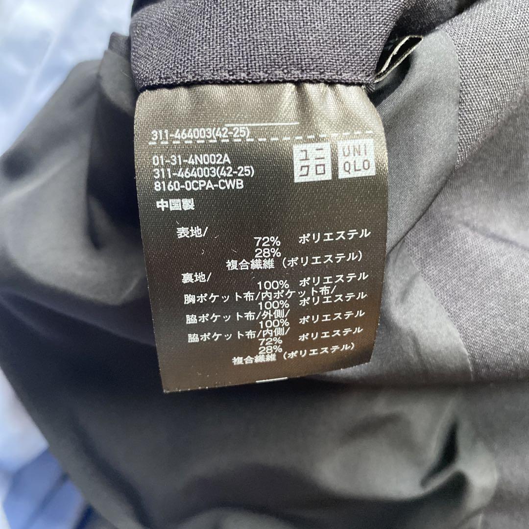 UNIQLO 感動ジャケットパンツセット黒
水色シャツ 付き　スリムフィット