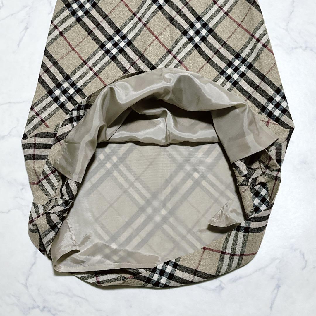 【美品】バーバリーロンドン ロングスカート リネン混 ノバチェック 美品✨バーバリーロンドン ノバチェック ロング スカート シルク