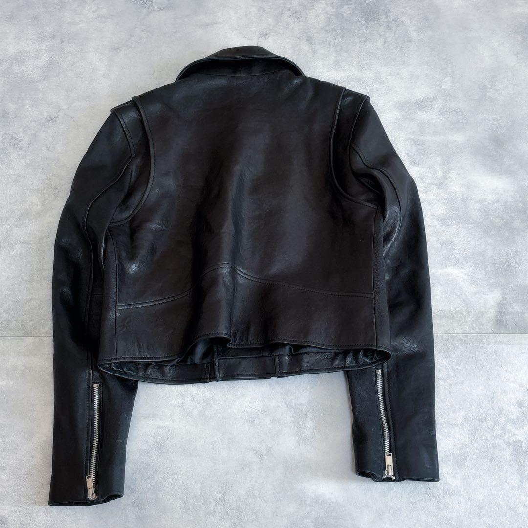 極美品 本革 イタリアンレザー ダブルライダース ラムレザー y2k 黒