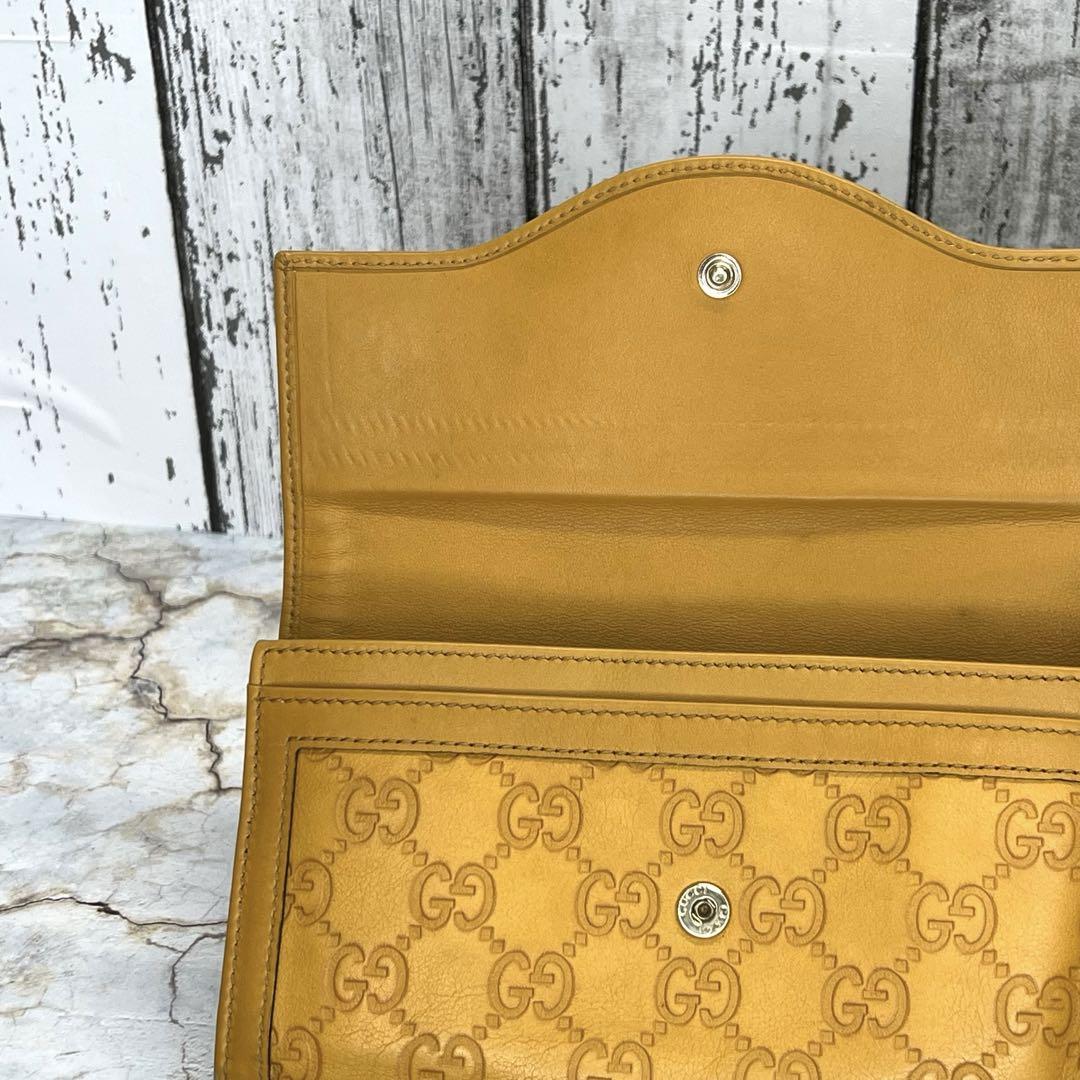GUCCI GGパターン イエローレザー長財布