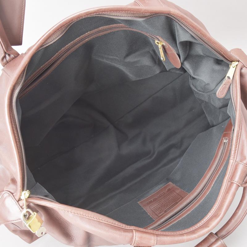 COACH◇コーチ ボストンバッグ 2WAY ショルダー オールレザー ブラウン