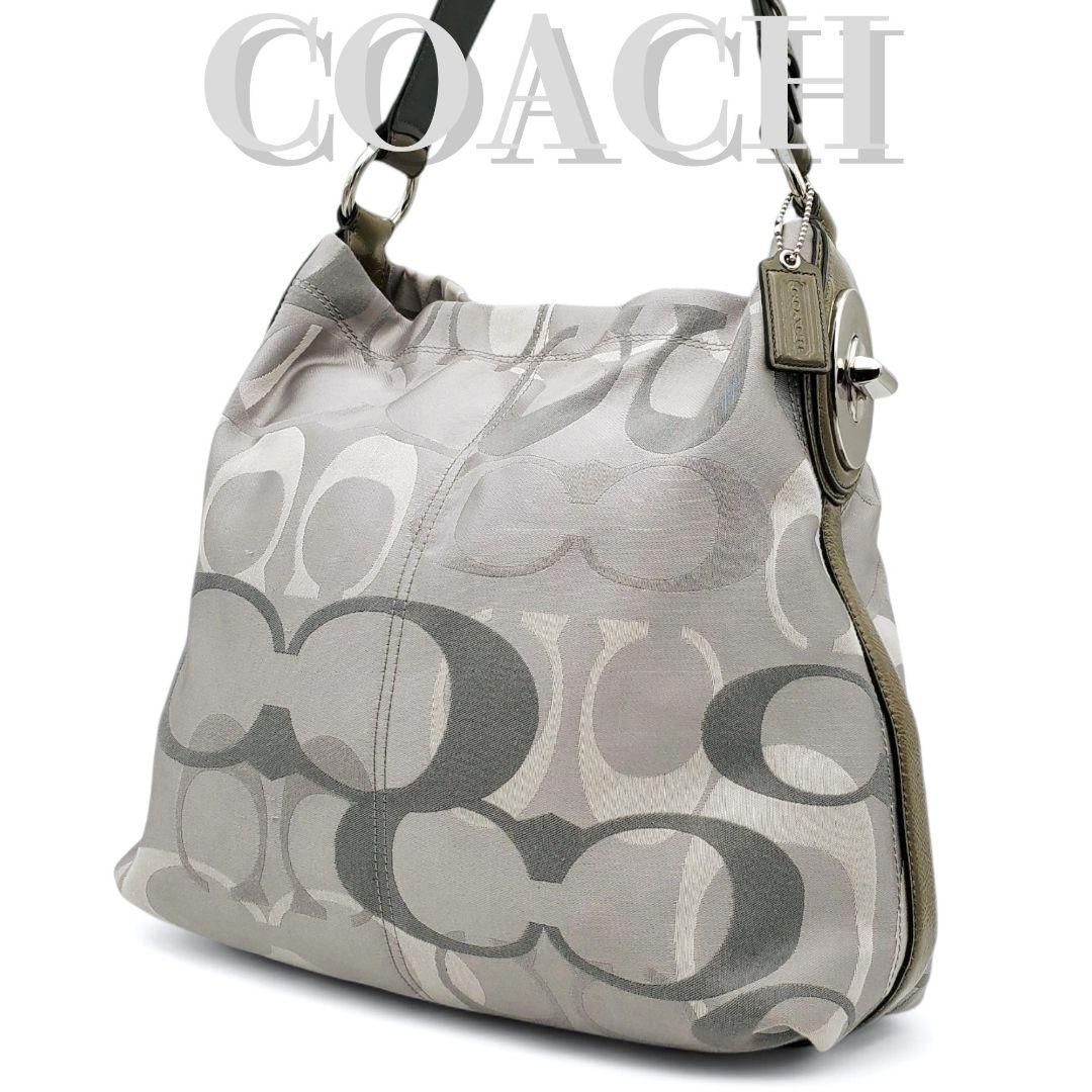 COACH ターンロック ワンショルダー ペネロピ シグネチャー 肩掛け グレー