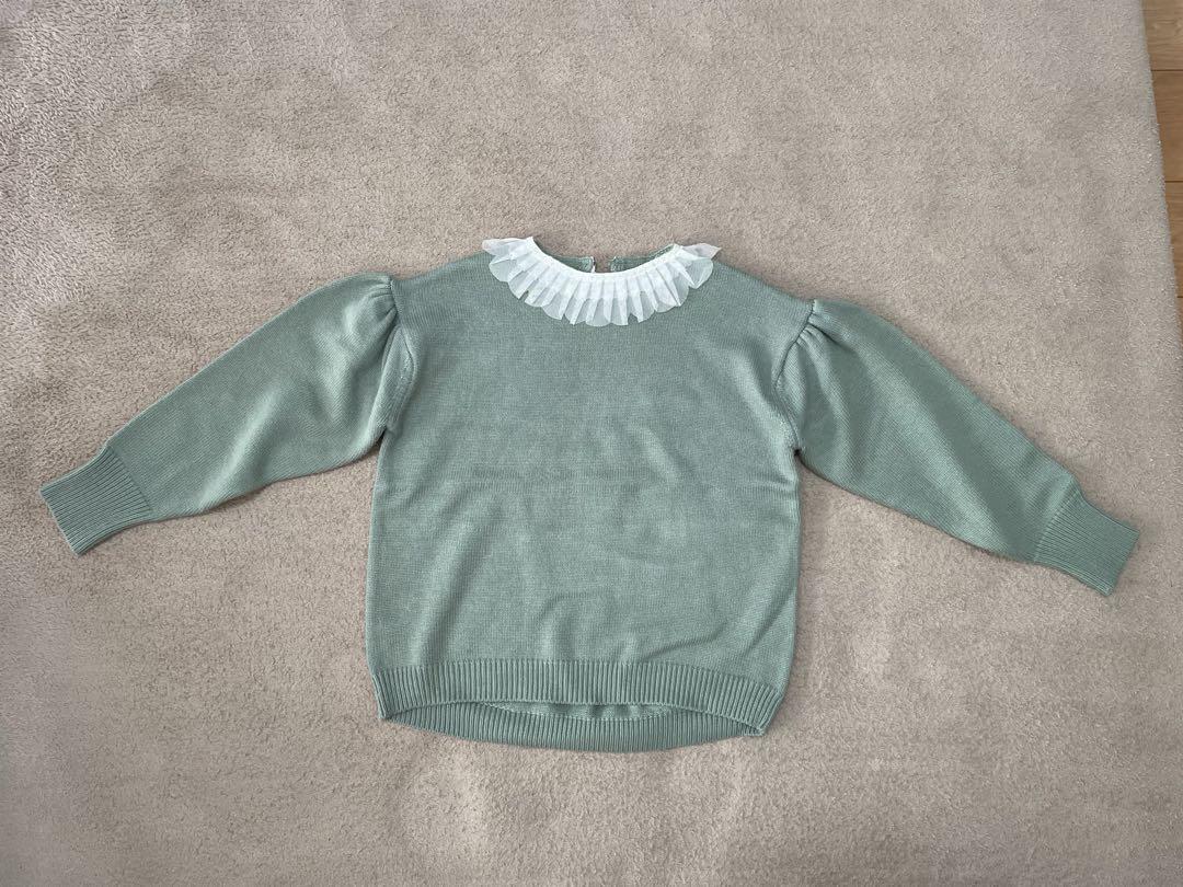 【在庫あり】 卸売りファッション - unminou チュールレースニット グリーン トップス
