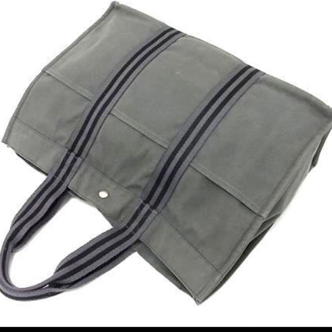 美品 HERMES フールトゥGMキャンバスシルバー金具トートバッグ グレー系 画像3