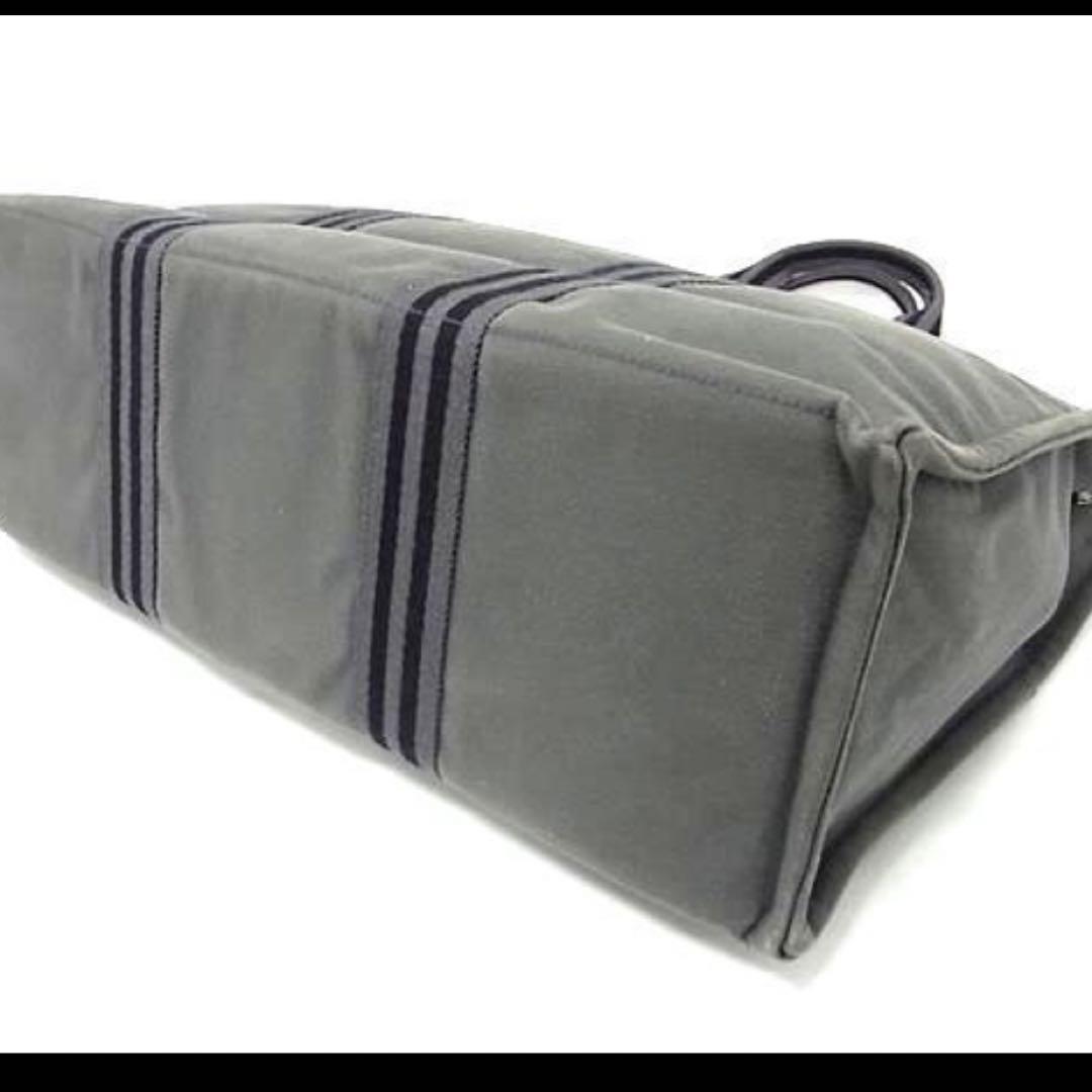 美品 HERMES フールトゥGMキャンバスシルバー金具トートバッグ グレー系 画像4