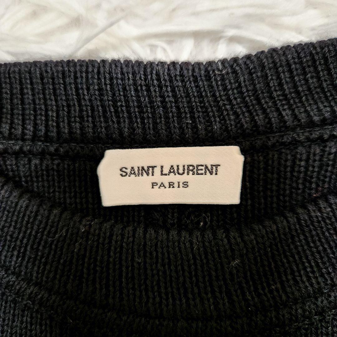 【美品】SAINT LAUREN サンローラン エンブレム ロゴ ニット黒XS