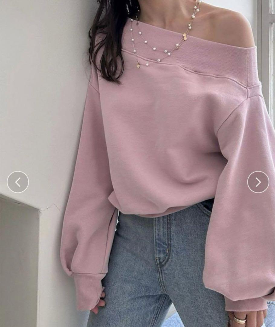 美品☆SNIDEL ☆ワンショルダーロゴスウェット ゆったり トップス