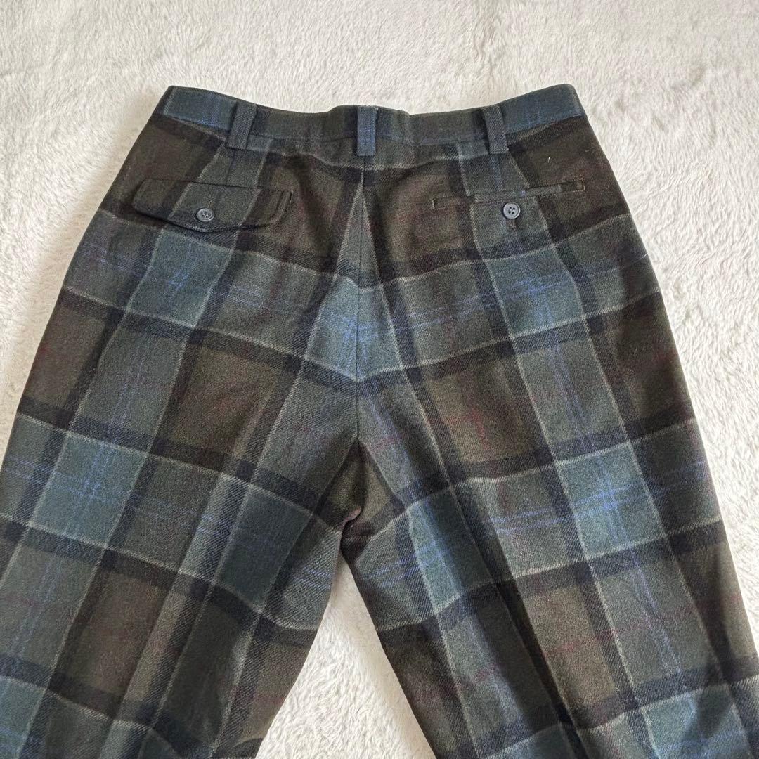 y2k クリスチャンディオールムッシュ チェック柄 ウール ツータックパンツ