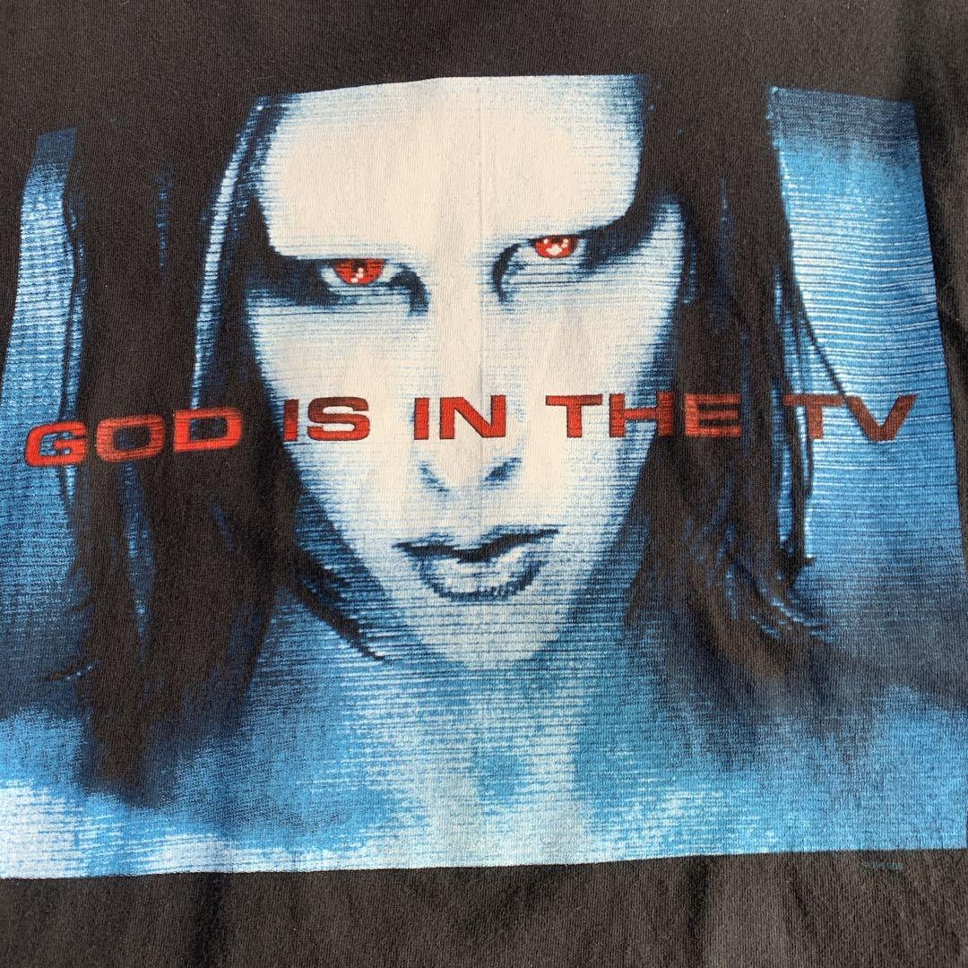 トップス vtg 90s Marilyn Manson god is in the tv