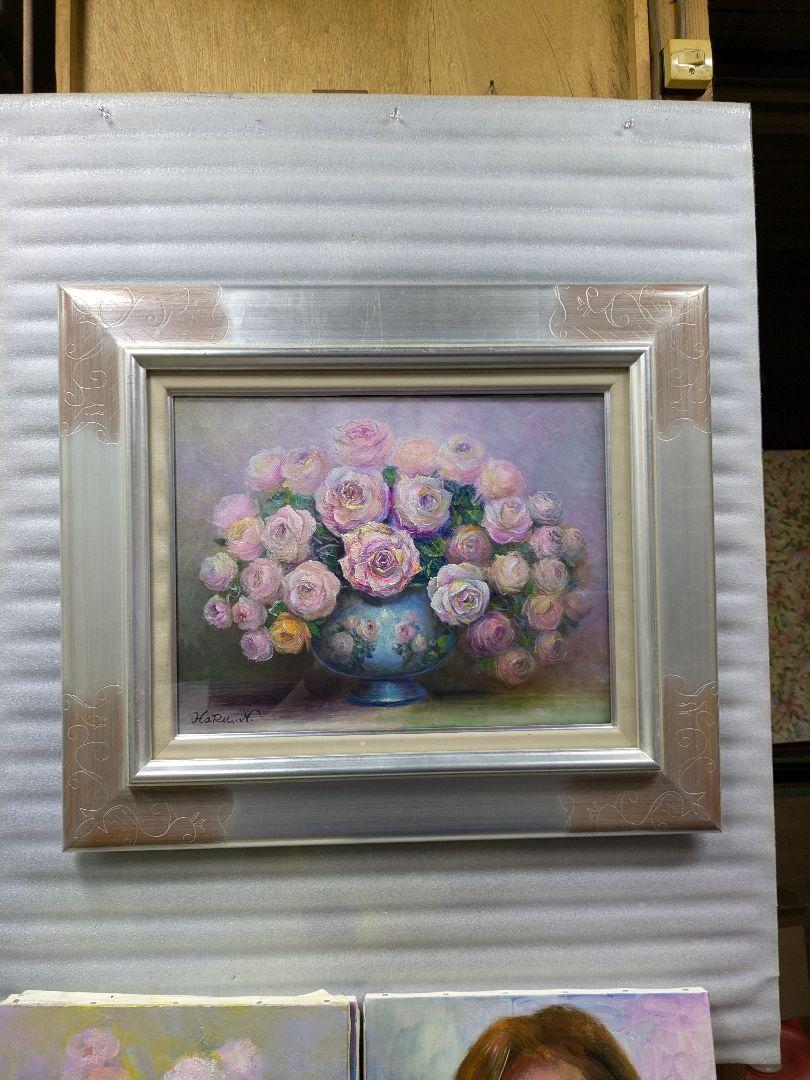 画家haru油彩画F６号★薔薇★肉筆画＊一点物＊静物画★