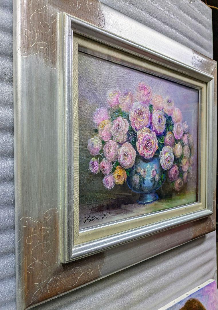 画家haru油彩画F６号★薔薇★肉筆画＊一点物＊静物画★