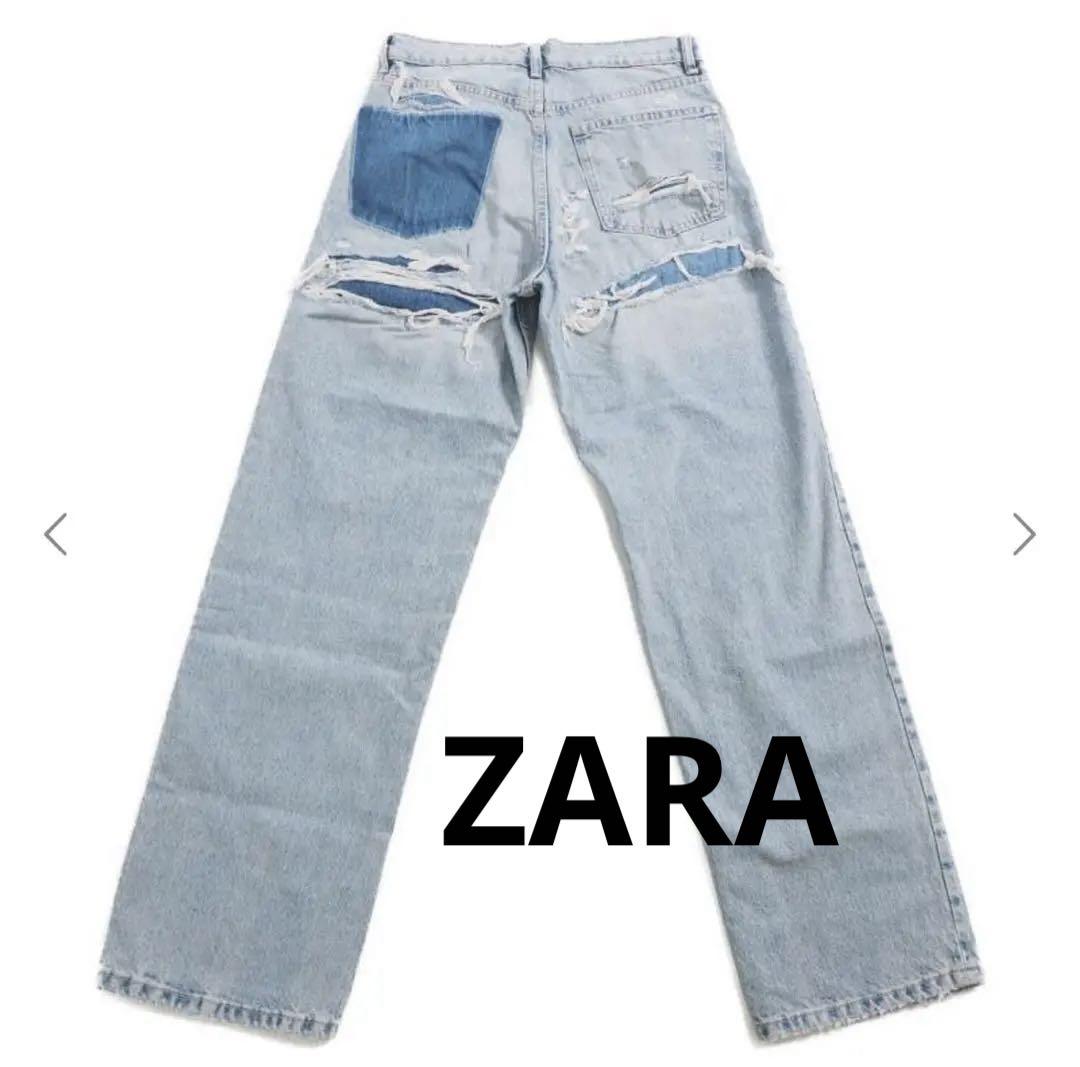 ZARA TRF BAGGY ダメージ バギーデニムパンツ 36 - メルカリ