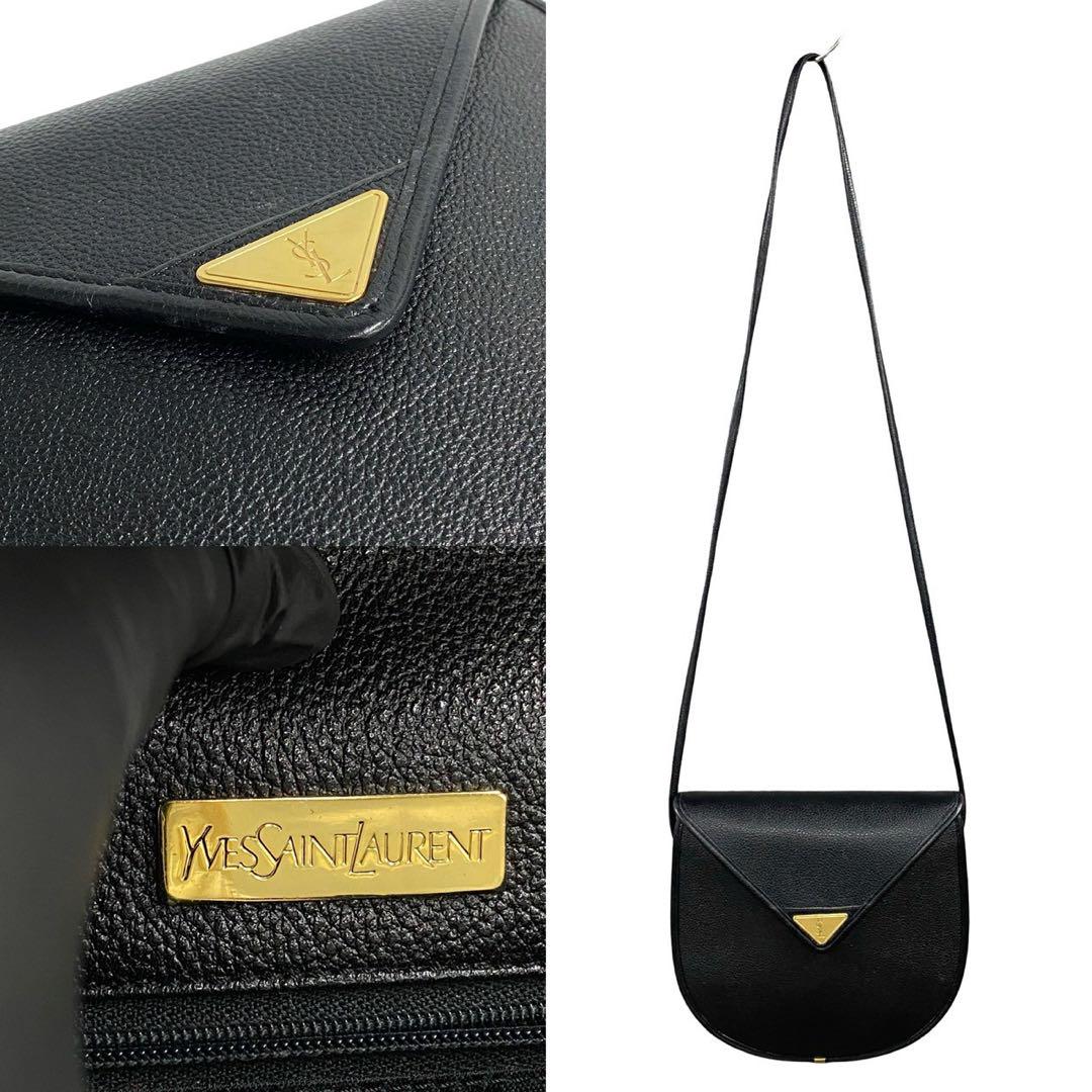 極 美品 イヴサンローラン YSL ロゴ レザー ショルダーバッグ