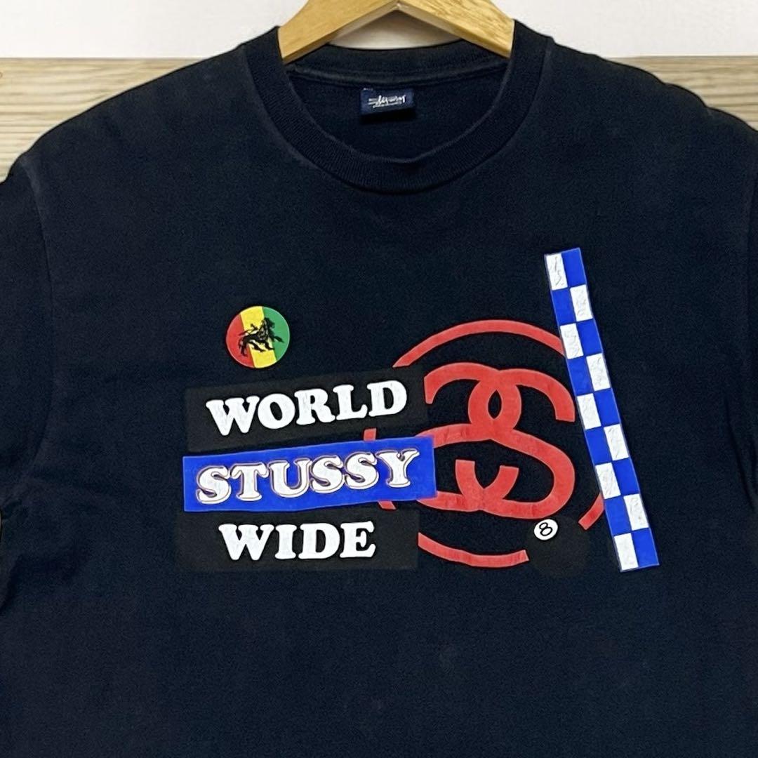 STUSSY Tシャツ WORLDWIDE マルチ 8ボール ラスタライオン