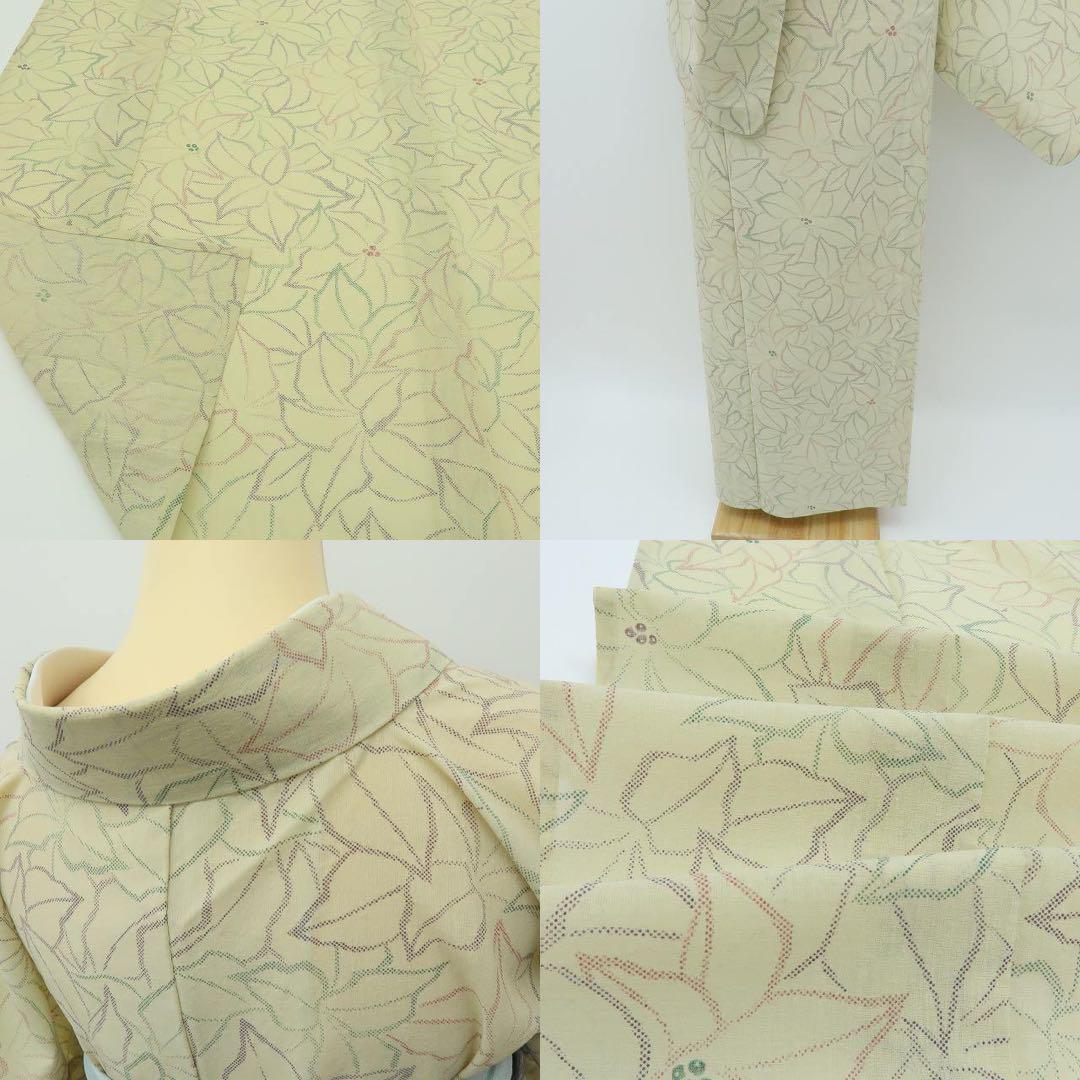 美品 洗える夏着物 誂えポリエステル トールサイズ 薄物 小紋 着物 A2004