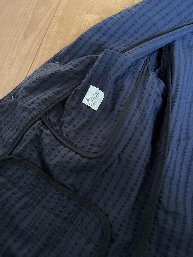 Anatomica Hobereauオブローワイドシアサッカーネイビー46
