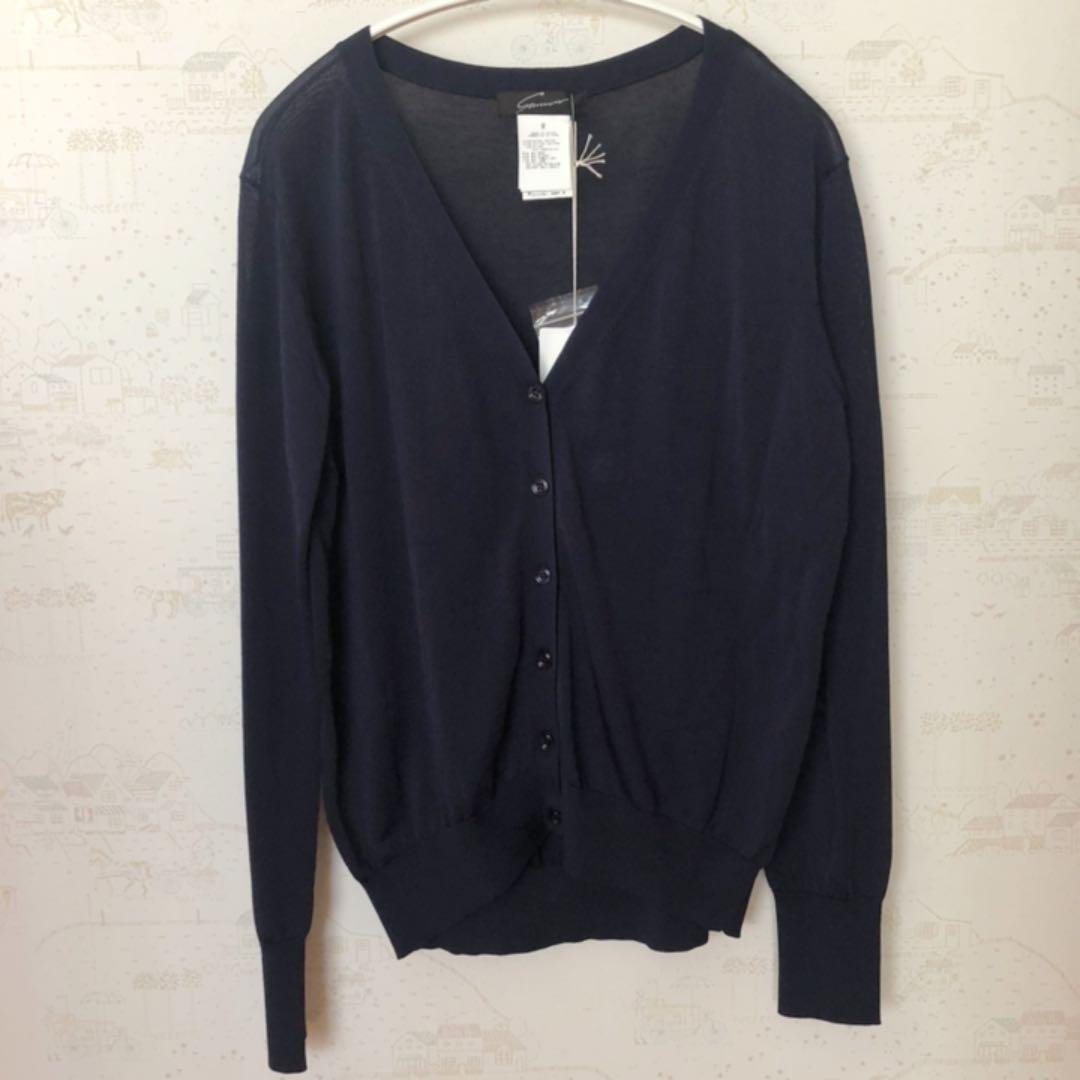 stunning lure グロッシーVネックカーディガン navy