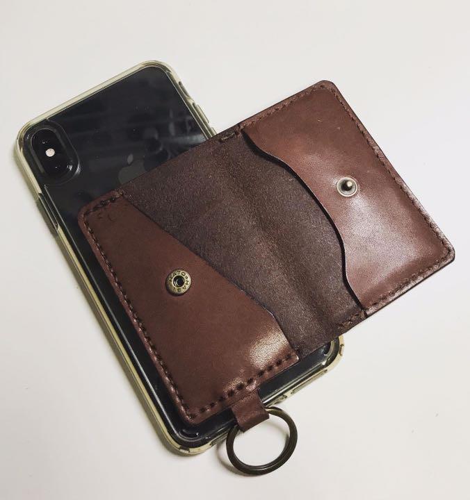 本革　カードケース　キーホルダー付き　スマートフォンケースなどに接着可能 本革 カードケース キーホルダー付き スマートフォンケースなど