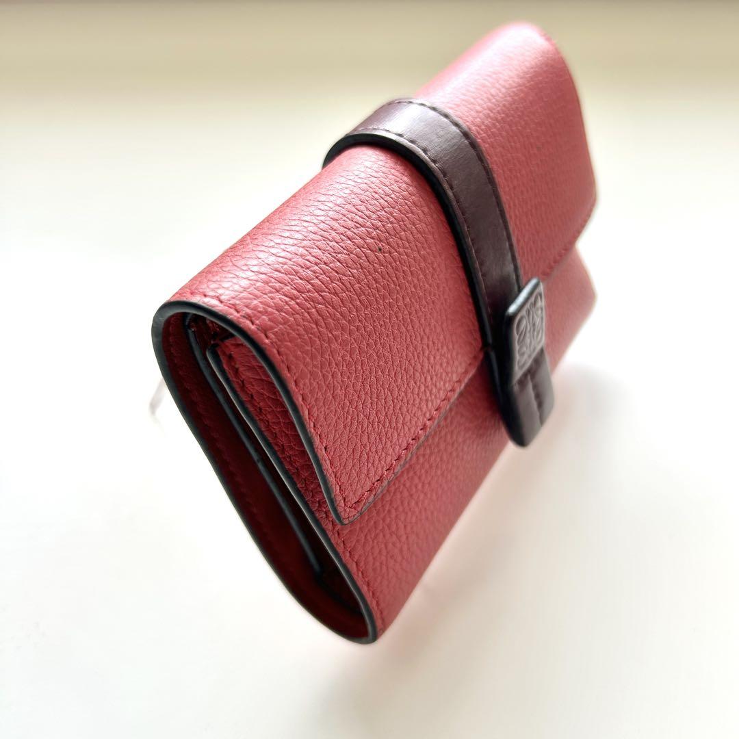 LOEWE ピンク 三つ折り財布 LOEWE ロエベ ピンク レザー 財布 ウォレット 3つ折り財布