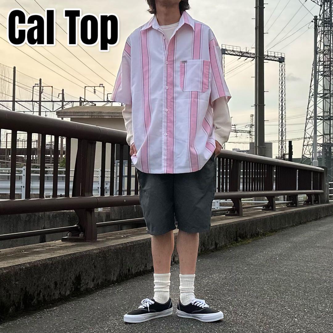 00s~ USA製 CALTOP ビッグシルエット ボックス ストライプシャツ