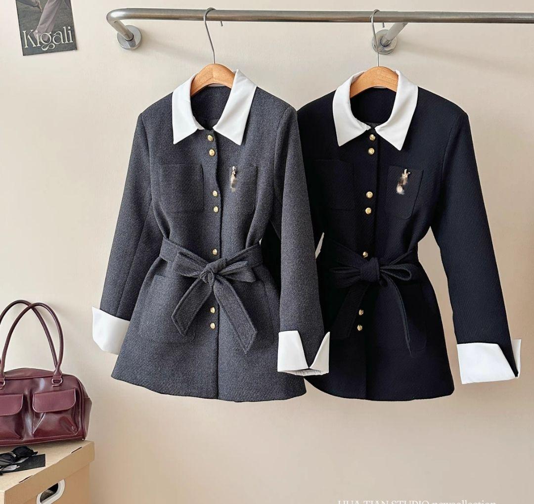 グレー 韓国学生服風 ウールコート温かく可愛い 襟