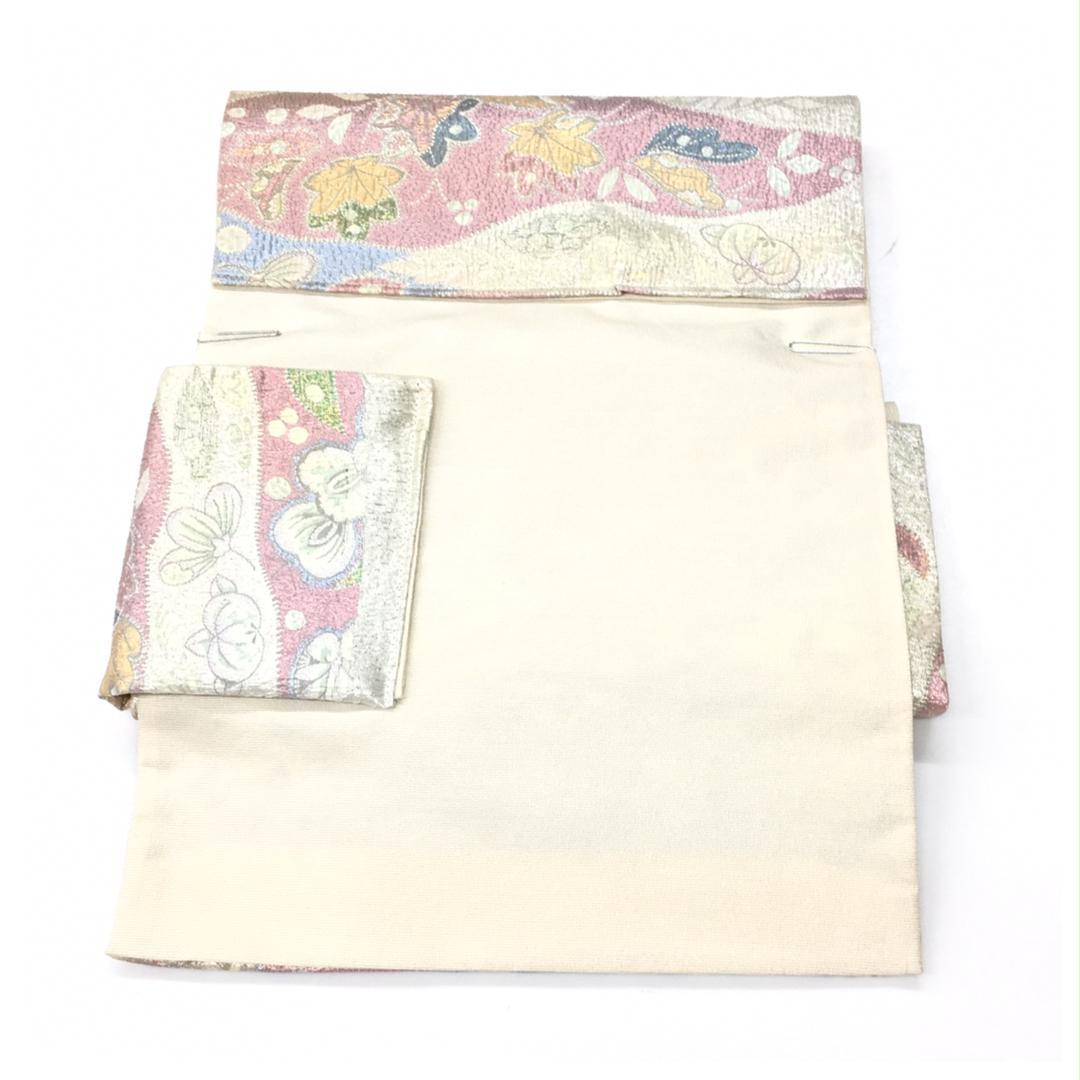 美品　正絹　高級呉服　袋帯　辻が花　パステルカラー　二重太鼓　作り帯　二部式
