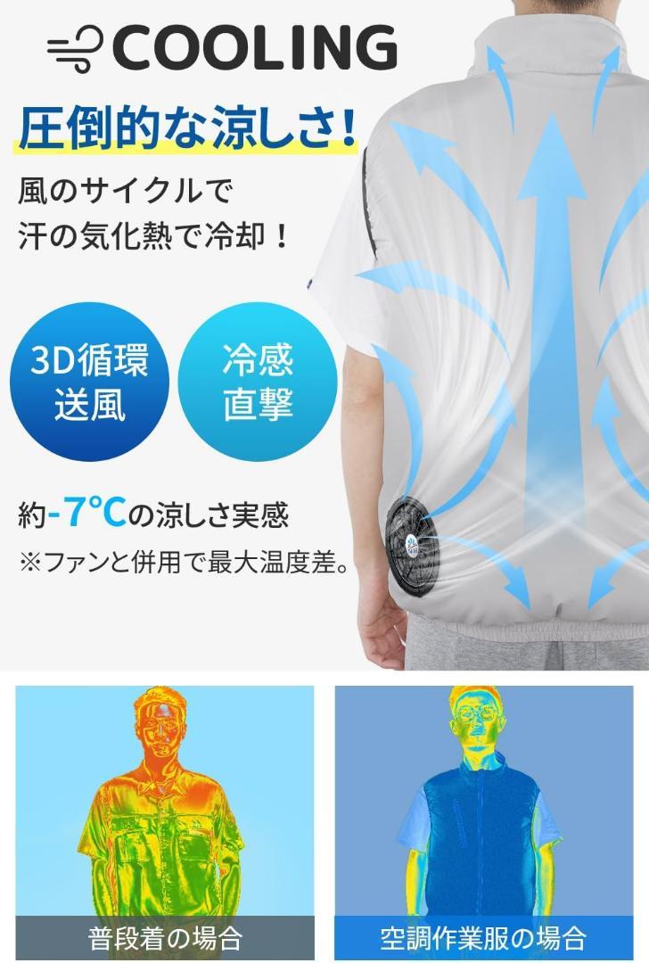 空調作業服ベスト ファンバッテリーセット　グレー　ファン付きベスト　9枚羽根