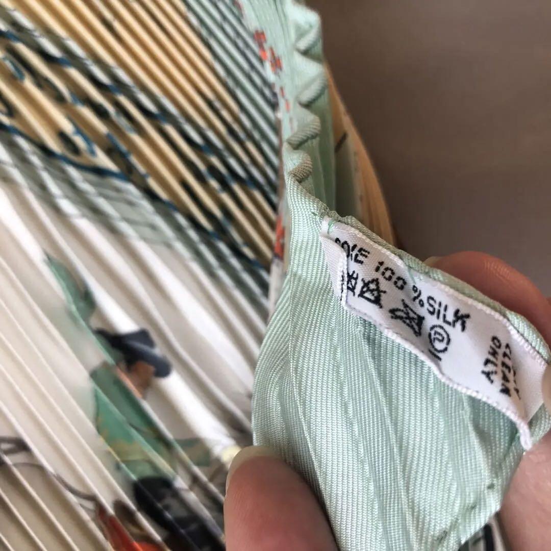 美品】箱付き Hermès シルク ストール 風景プリント 馬 プリーツ