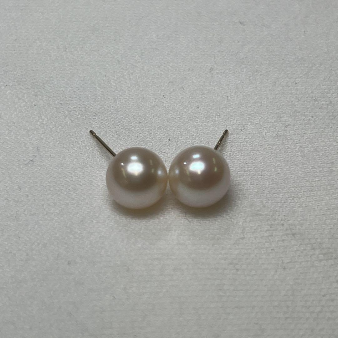 663 本真珠 パールピアス 厚巻 越物 K10YG 8mm あこや真珠Ω