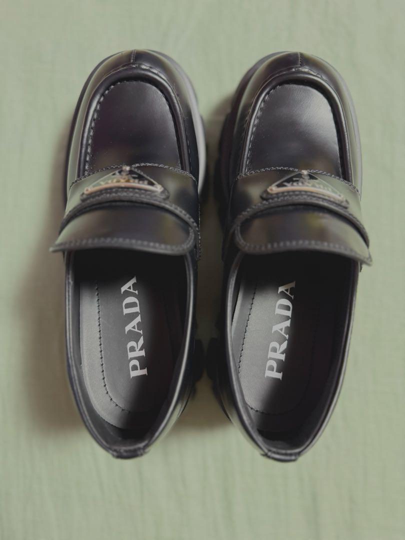 美品　PRADA プラダ　モノリス　ブラッシュド　ローファー　35