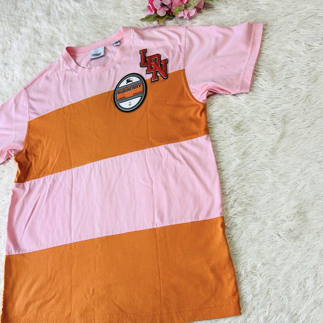 Burberry Tシャツ ホースロゴ　TB ワッペン刺繍ボーダーサイズXS相当