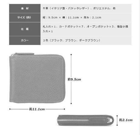 ANON（アノン）バケッタレザー ラウンドファスナー 二つ折り財布