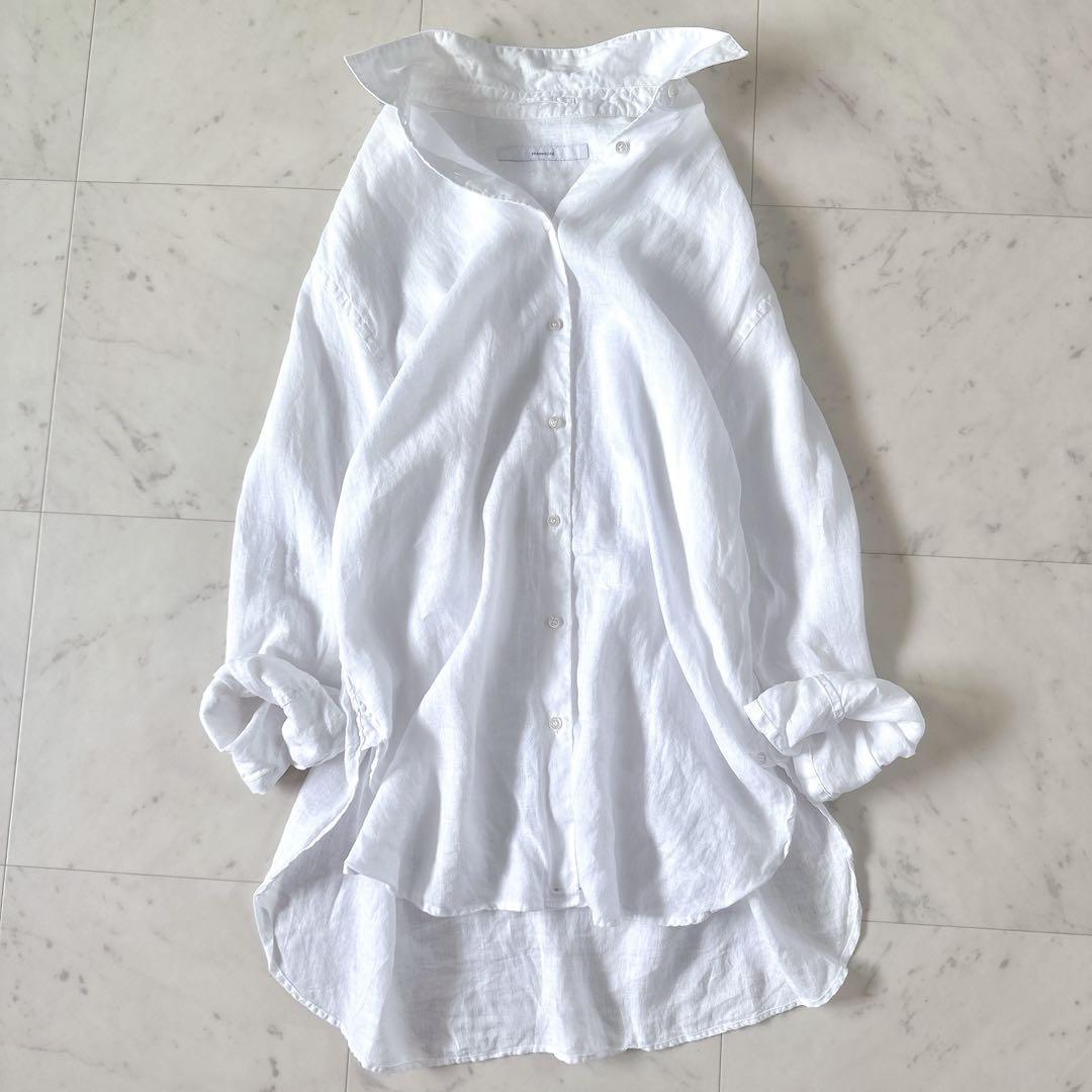 コリアグランドセール 美品*フレームワーク フレンチリネン2wayシャツ 麻 カシュクール シャツ/ブラウス(長袖/七分)