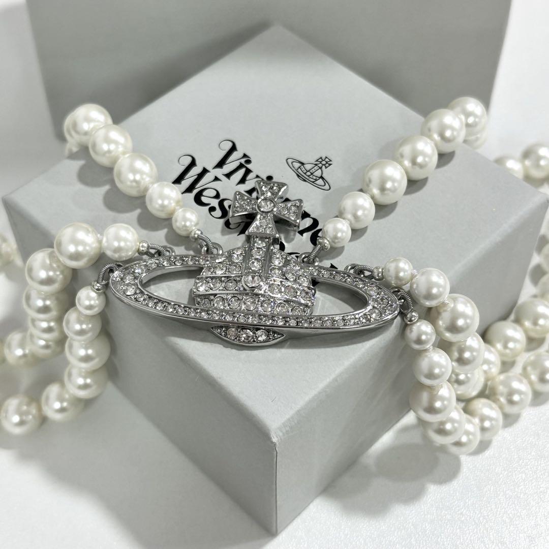 ヴィヴィアンウエストウッド　3連パール　豪華オーブチョーカー　ネックレス ◇VivienneWestwood◇存在感抜群!!3連パール オーブ チョーカー