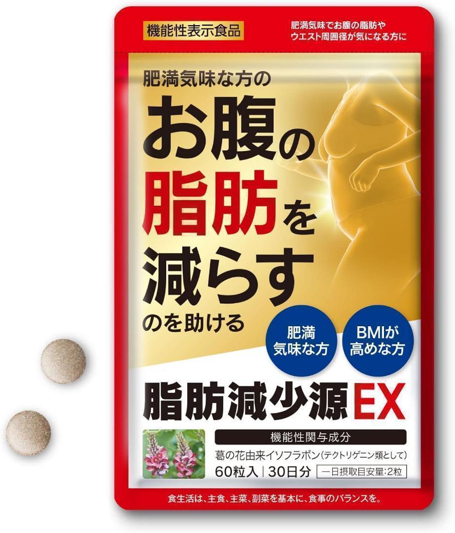 脂肪減少源 EX 60粒（30日分） お腹の脂肪 を減らすのを助ける 日本製