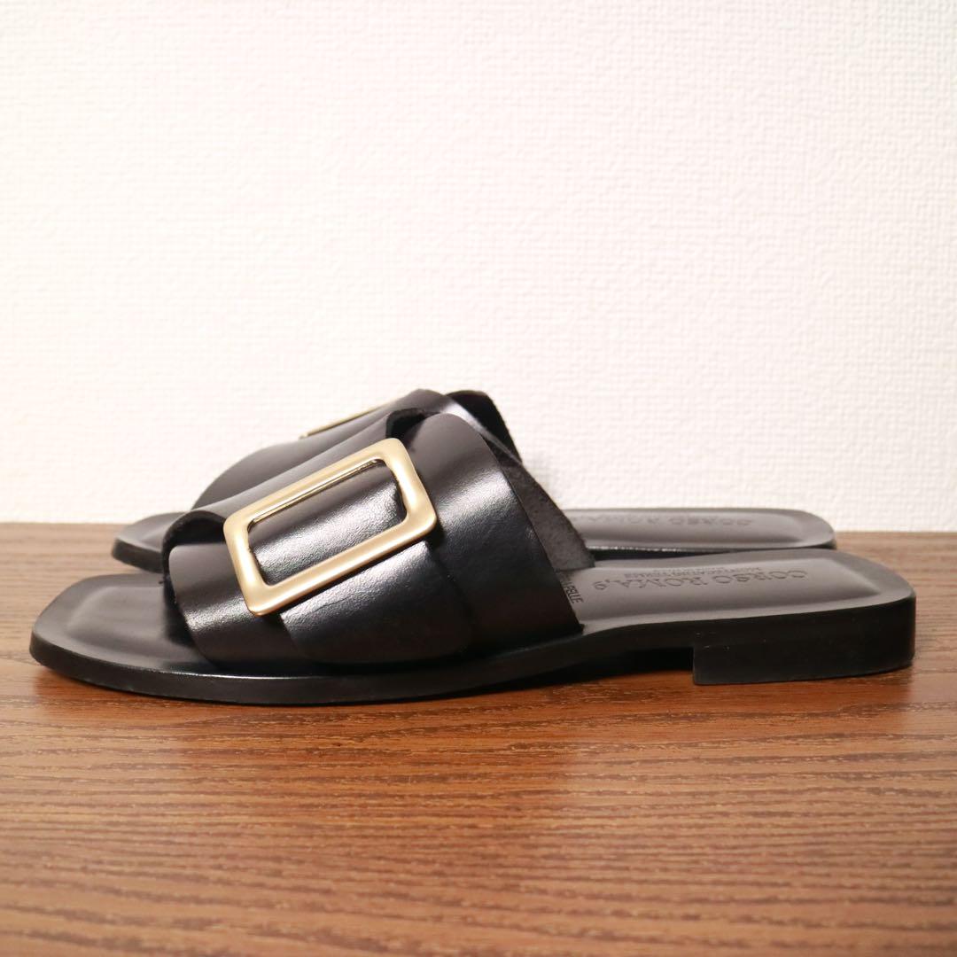 【NEW限定品】 CORSOROMA9 超美品】 37 高島屋 イタリア製 フラットサンダル 靴