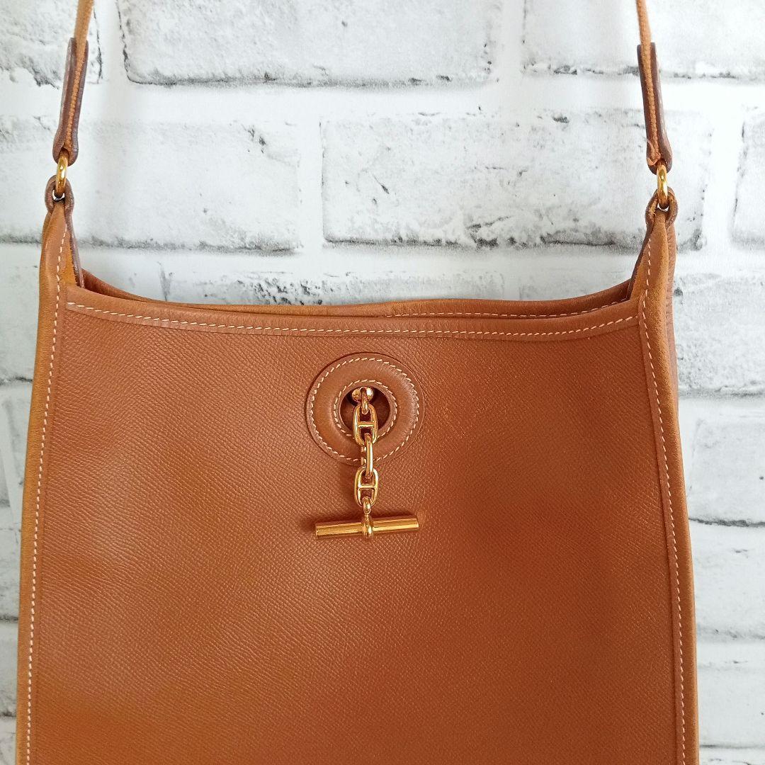 【美品】HERMES　エルメス　ヴェスパ　ショルダーバッグ　鞄　ブラウン　茶色