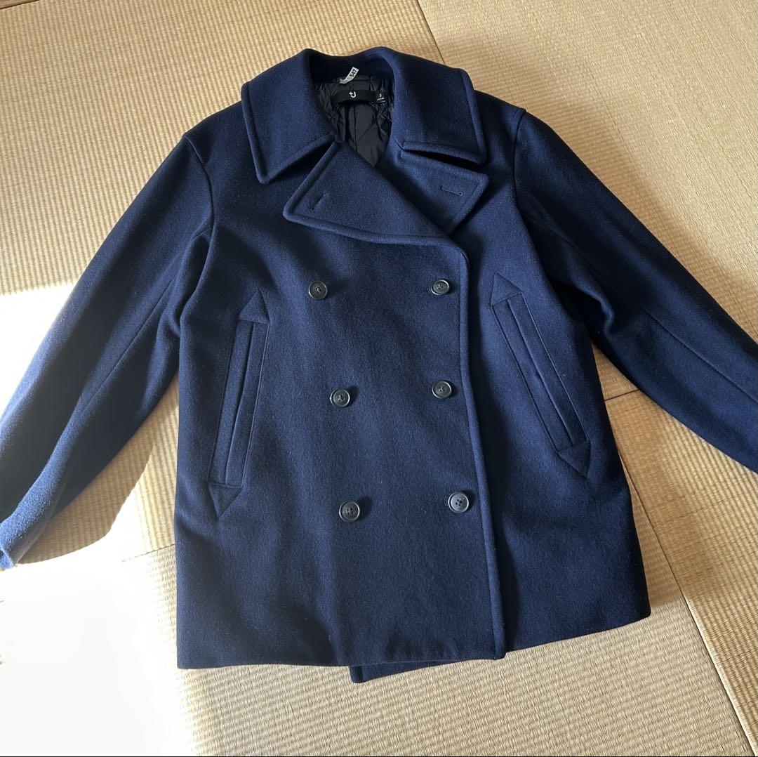 【美品】UNIQLO ＋J ウールブレンドオーバーサイズピーコート S