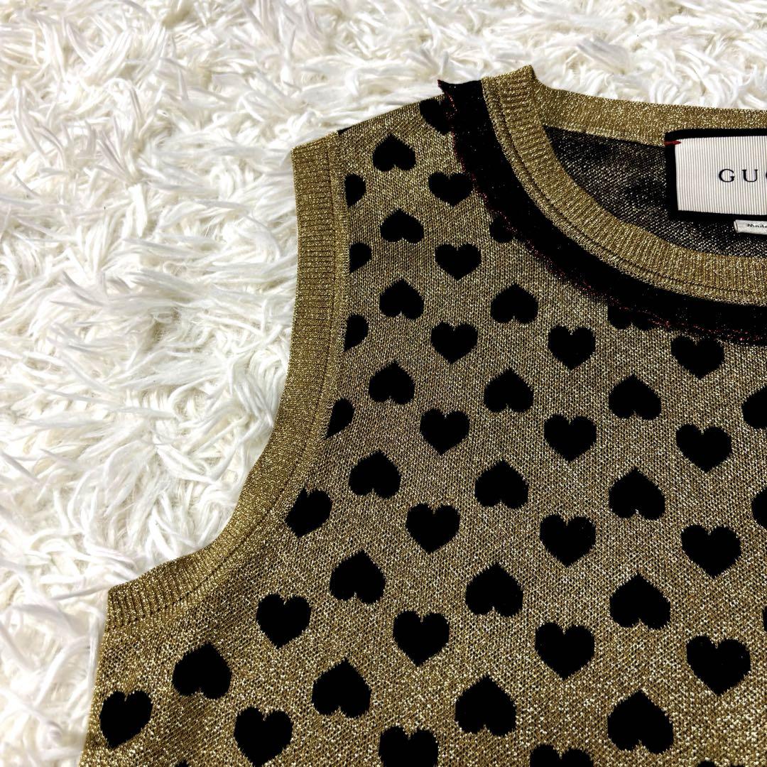 GUCCI /グッチ ハート ジャガード ノースリーブ ニット ベスト