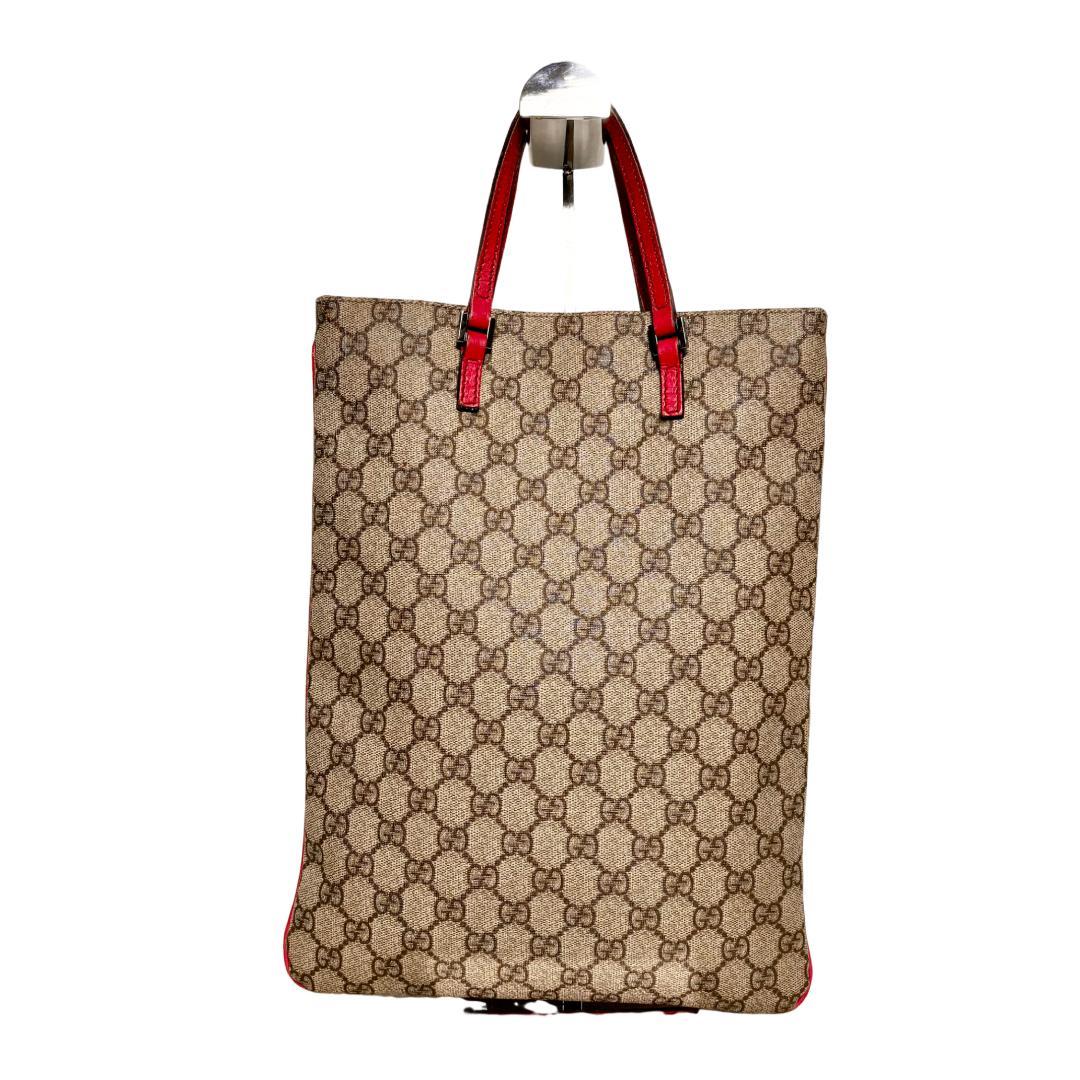 美品 GUCCI グッチ GGスプリーム トートバッグ ハンドバッグ PC A4 GUCCI グッチ トートバッグ GGスプリーム ロゴプレート A4収納