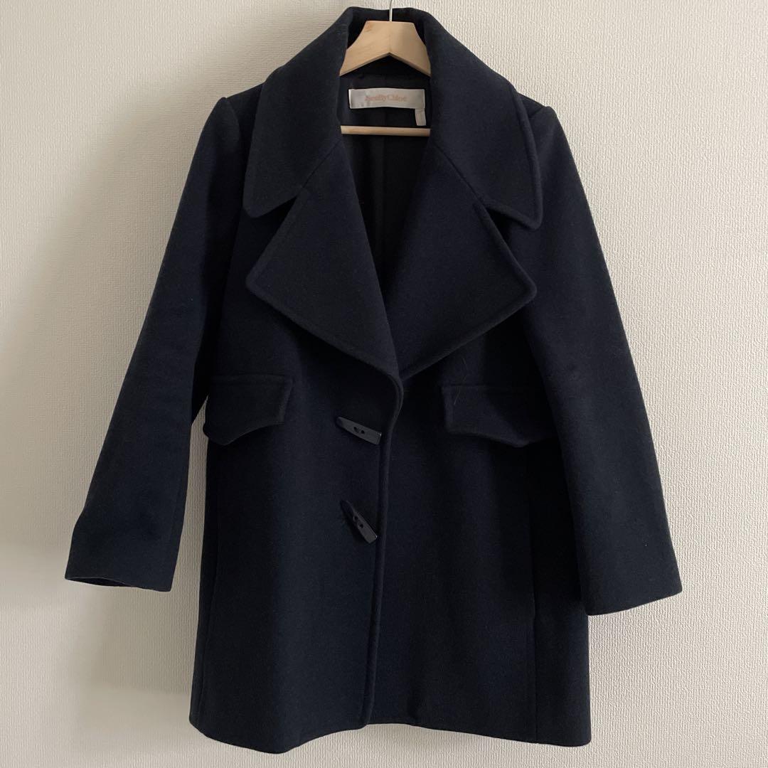 SeeByChloé ネイビー ウール ピーコート