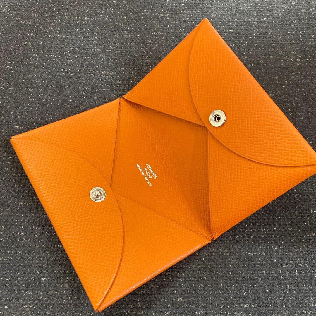 HERMÈS オレンジ レザー カードケース