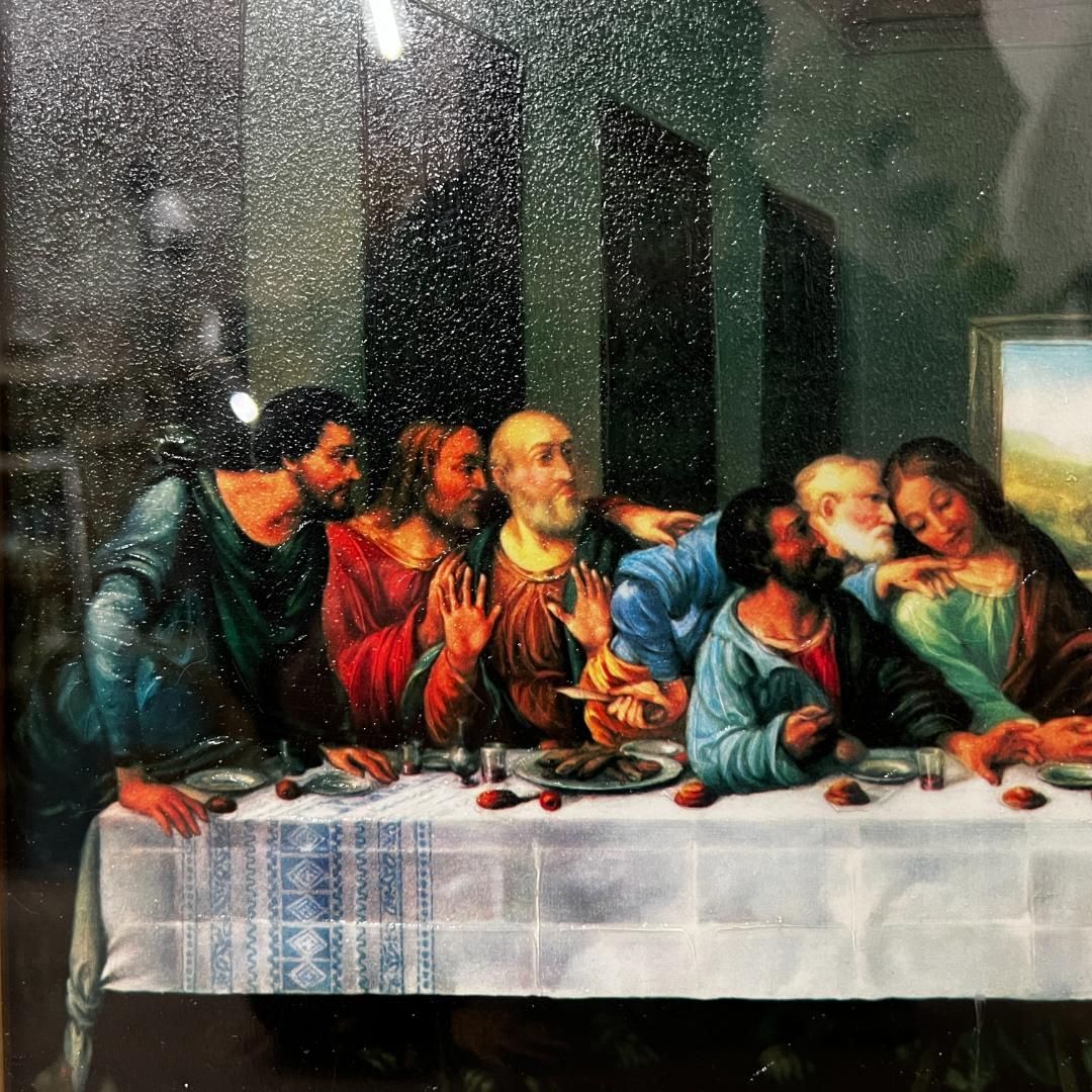 68㎝×43㎝『最後の晩餐』レオナルド・ダ・ヴィンチ立体複製名画 額装付　絵画