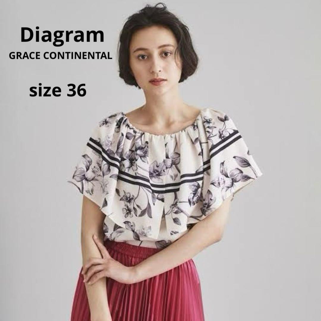 【極美品】Diagram ダイアグラム フラワーライントップ シフォン フリル